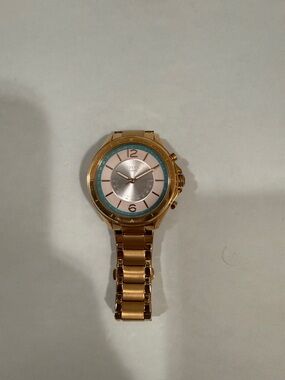 Fossil Rose Gold Hybrid Smartwatch with Teal Accent